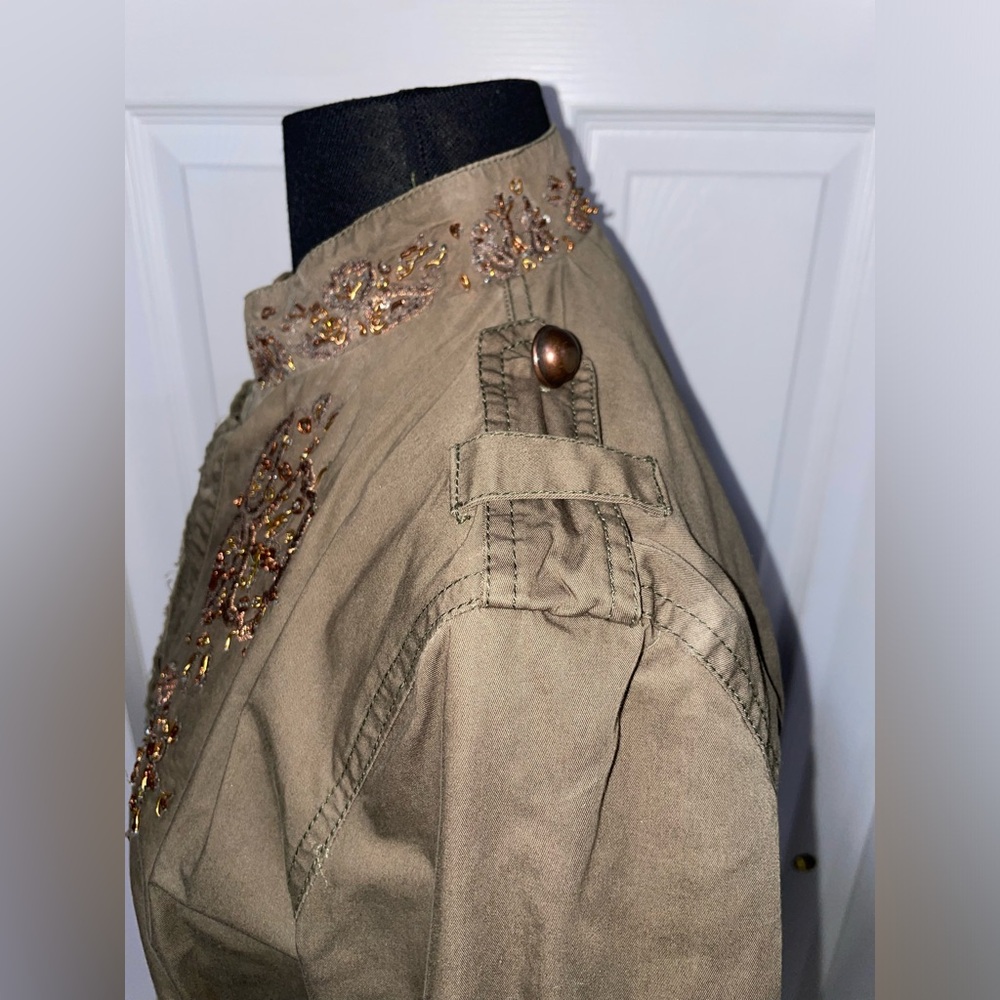 Zara TRF green jacket with embroidery / sequins, size EU L - Picture 3 of 8